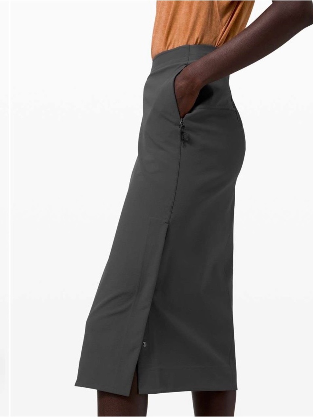 NWT Lululemon Lab Kosaten skirt, Charcoal Gray Midi Skirt, 8